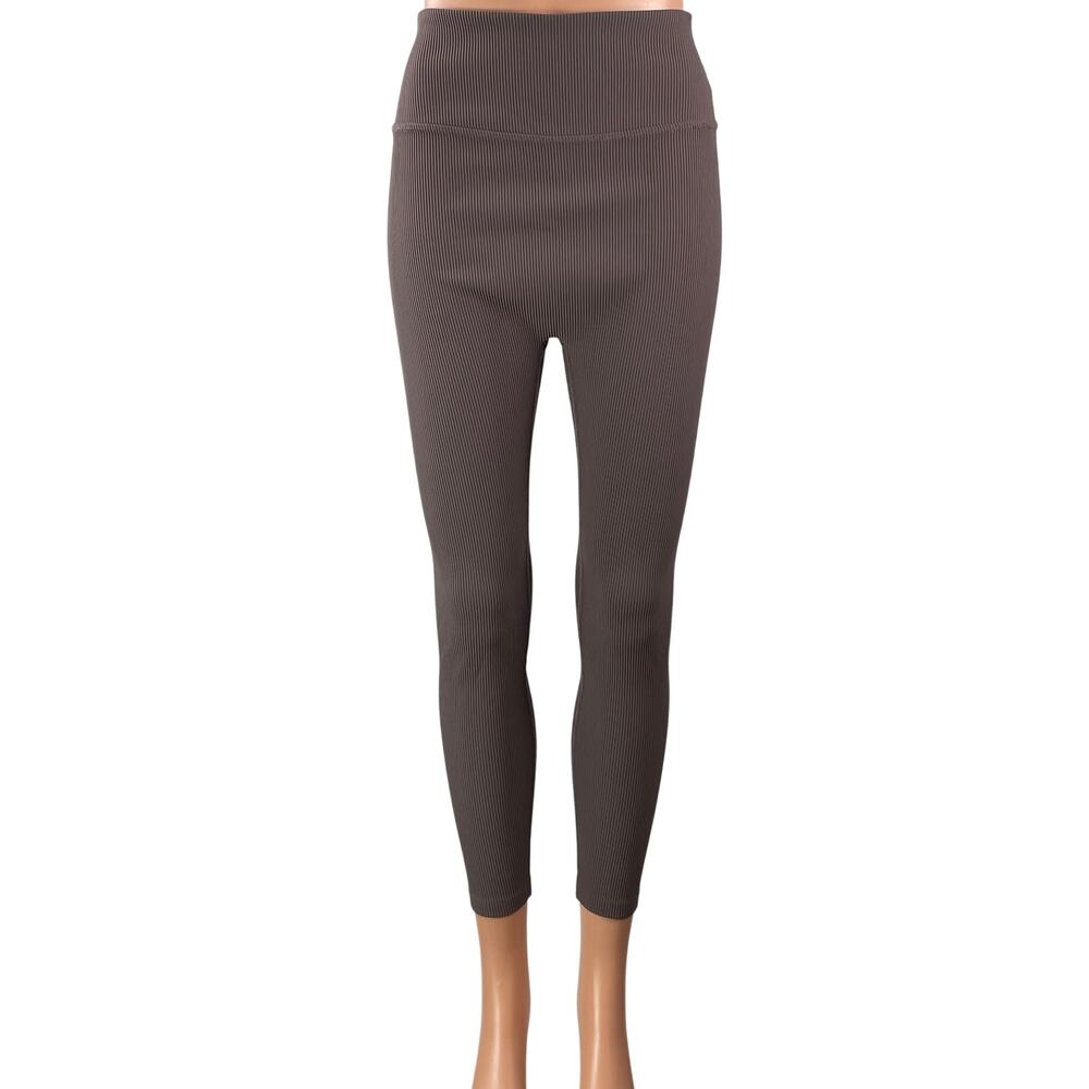 Beyond Yoga Women's Brown High Waisted Ribbed Knit Athletic Legging Pants Sz L/G
